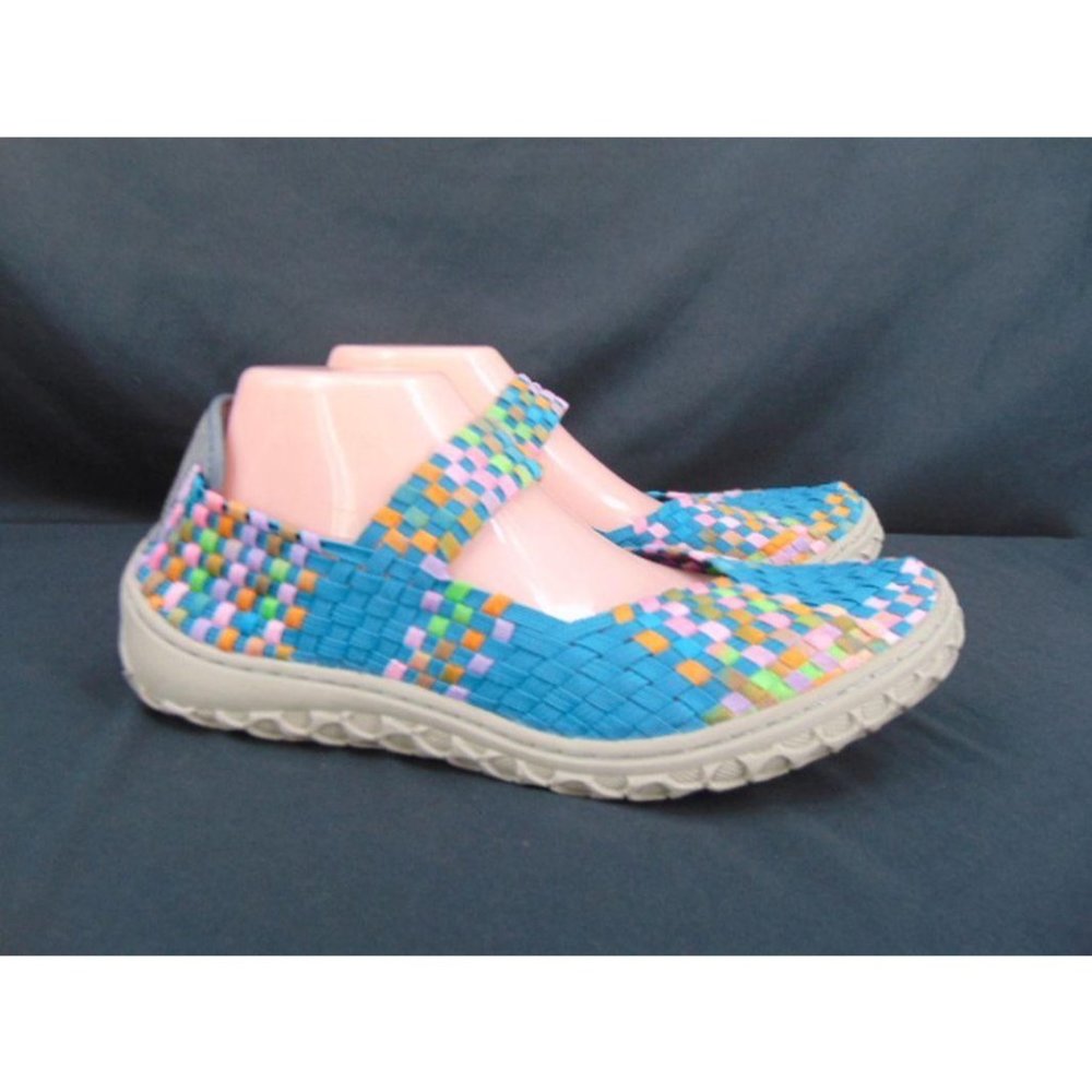 Corkys Liz Turquoise Rainbow Woven Mary Jane Shoes 11… Gem